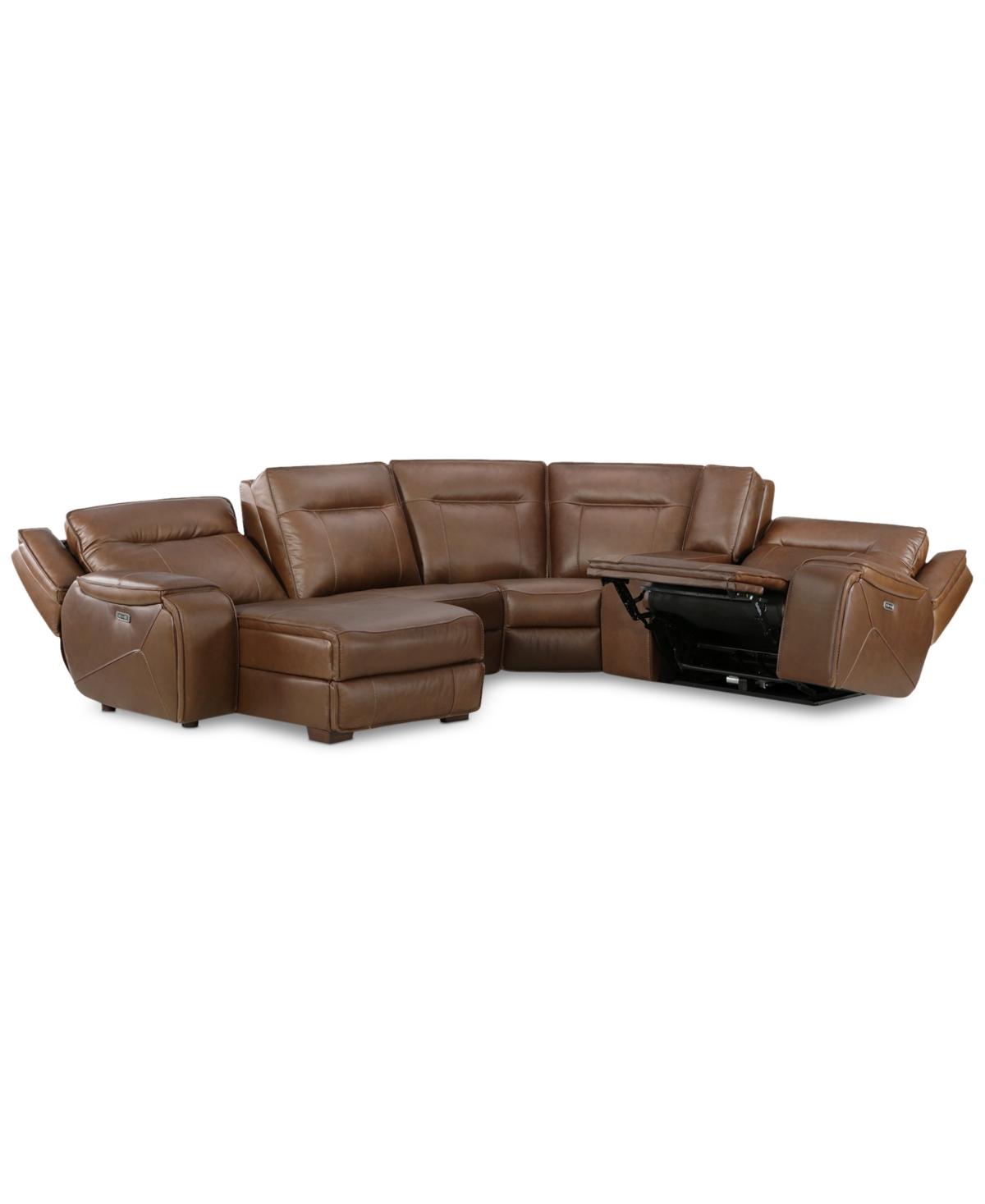 Hansley 5-Pc. Zero Gravity Leather Sectional with Power Recliner and Chaise, Created for Macy's