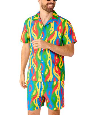 OppoSuits - Men's Short-Sleeve Loopy Lines Shirt & Shorts Set