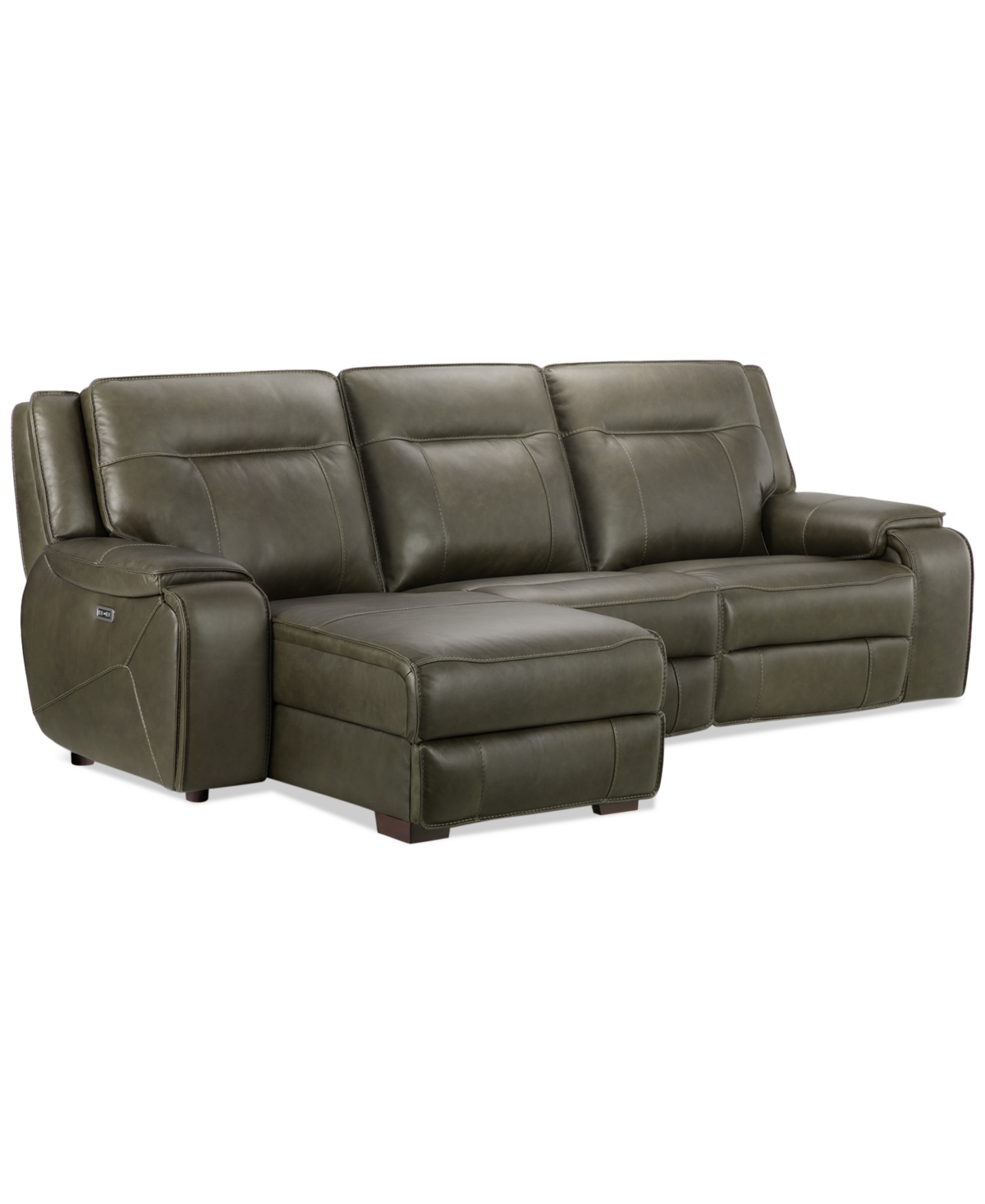 Macy's Hansley 3-pc. Zero Gravity Leather Sectional With Power Recliner And Chaise, Created For  In Grey
