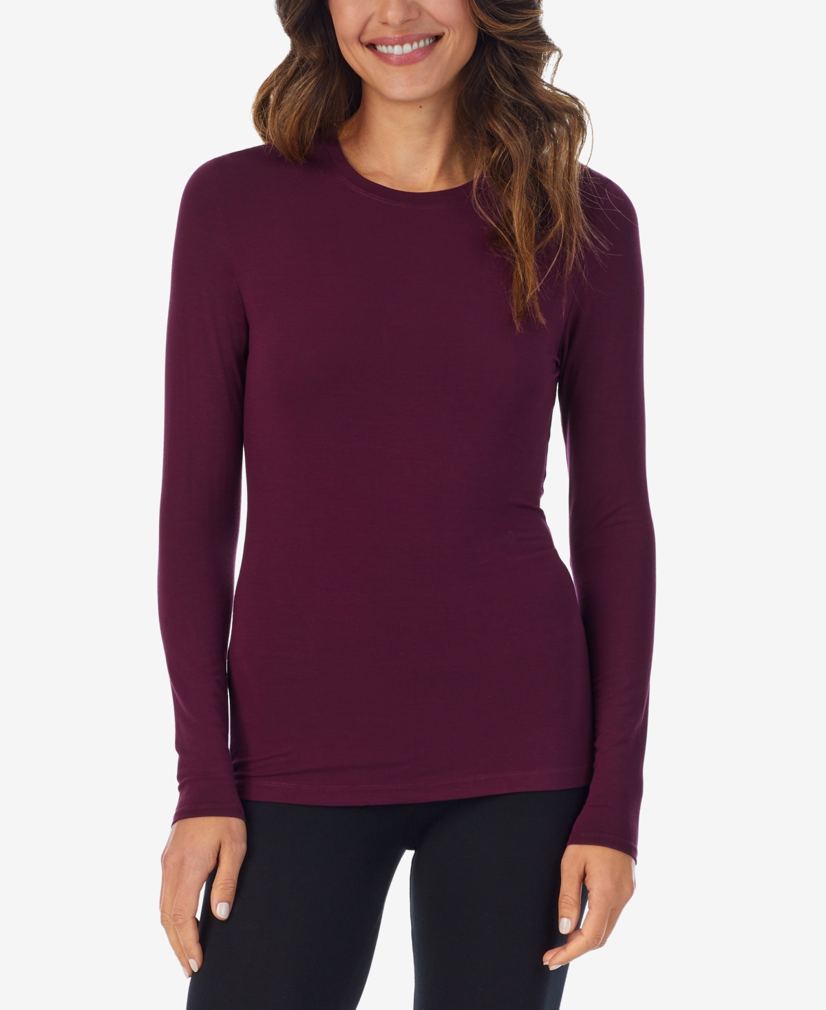 Softwear with Stretch Long-Sleeve Layering Top - Charcoal