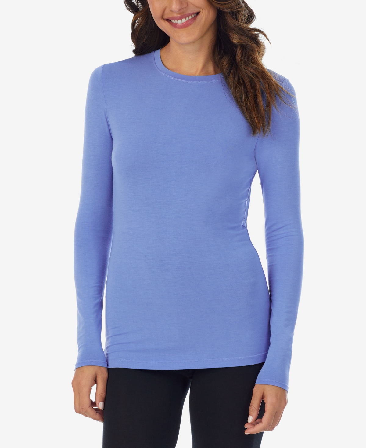 Cuddl Duds Softwear With Stretch Long-sleeve Layering Top In Ultramarine