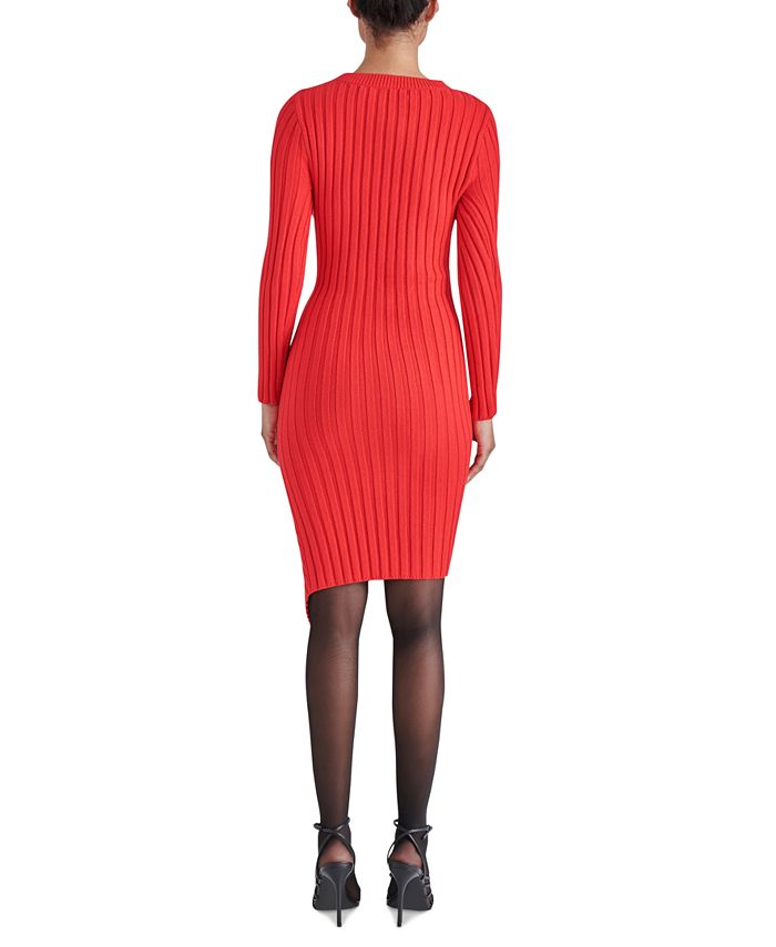 asymmetrical ribbed sweater dress Asymmetrical Cutout Sweater Dress