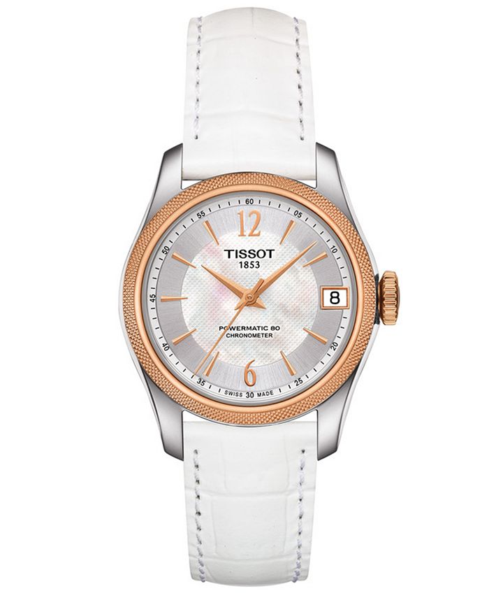 Tissot watch women's hotsell white leather strap