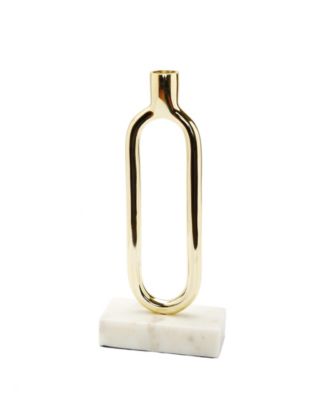 Loop Taper Candle Holder On Marble Base, 11.75" H