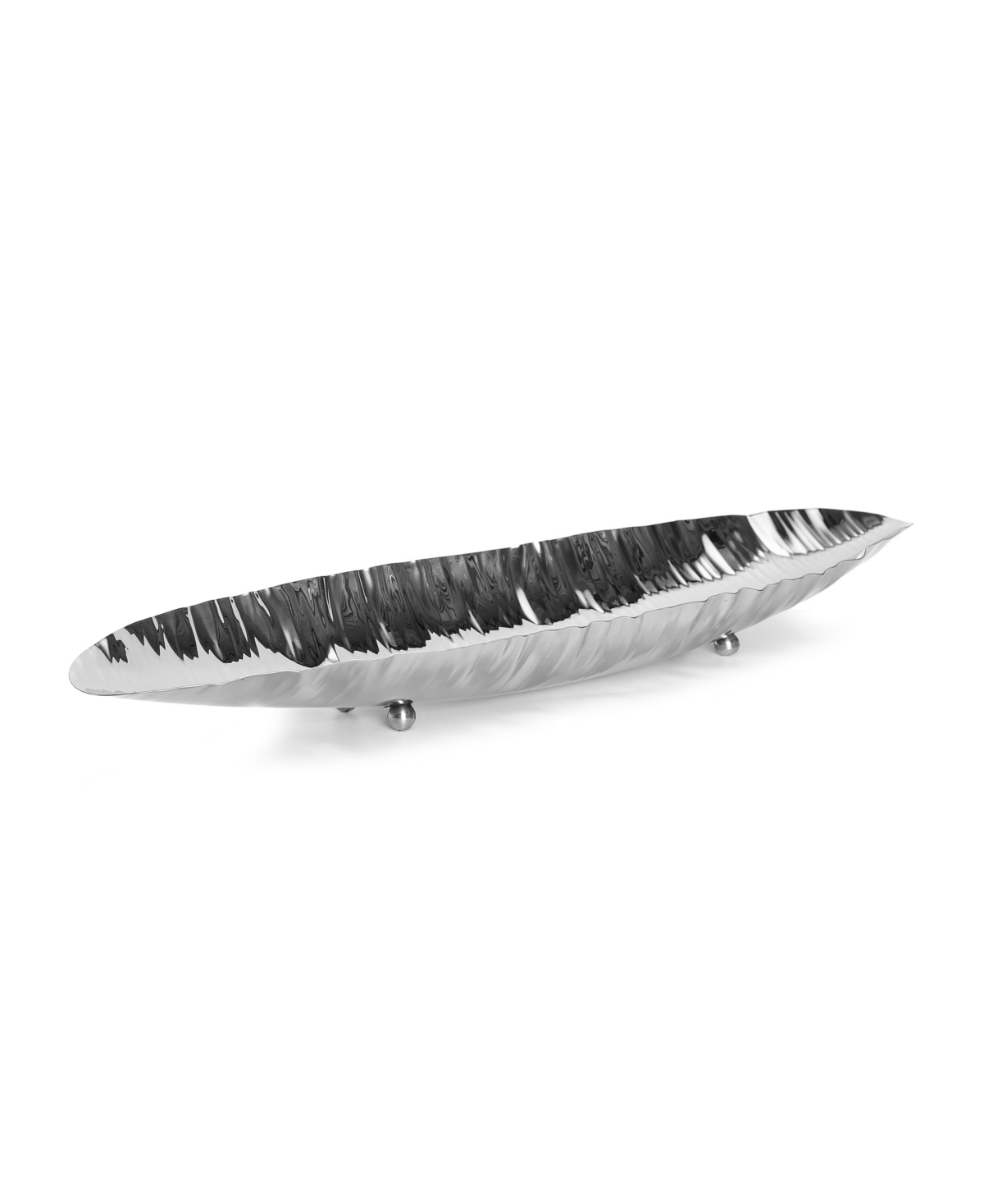 Classic Touch Stainless Steel Boat Dish, 20.5" L In Gray