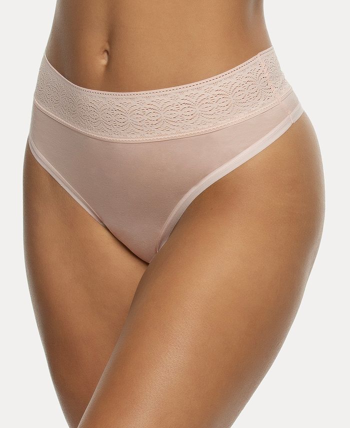 Felina Women's Stretchy Lace Low Rise Thong - Seamless Panties (6