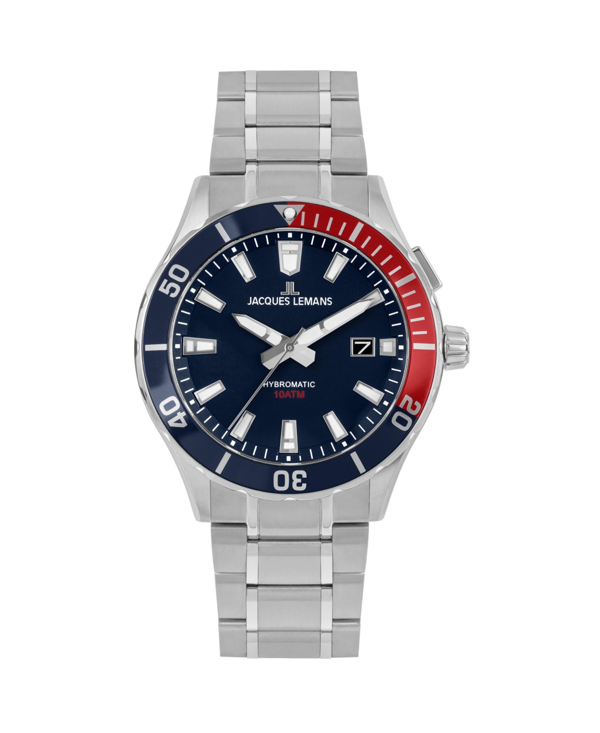 Jacques Lemans Men's Hybromatic Watch with Solid Stainless Steel Strap 1-2131  - Dark blue | Smart Closet