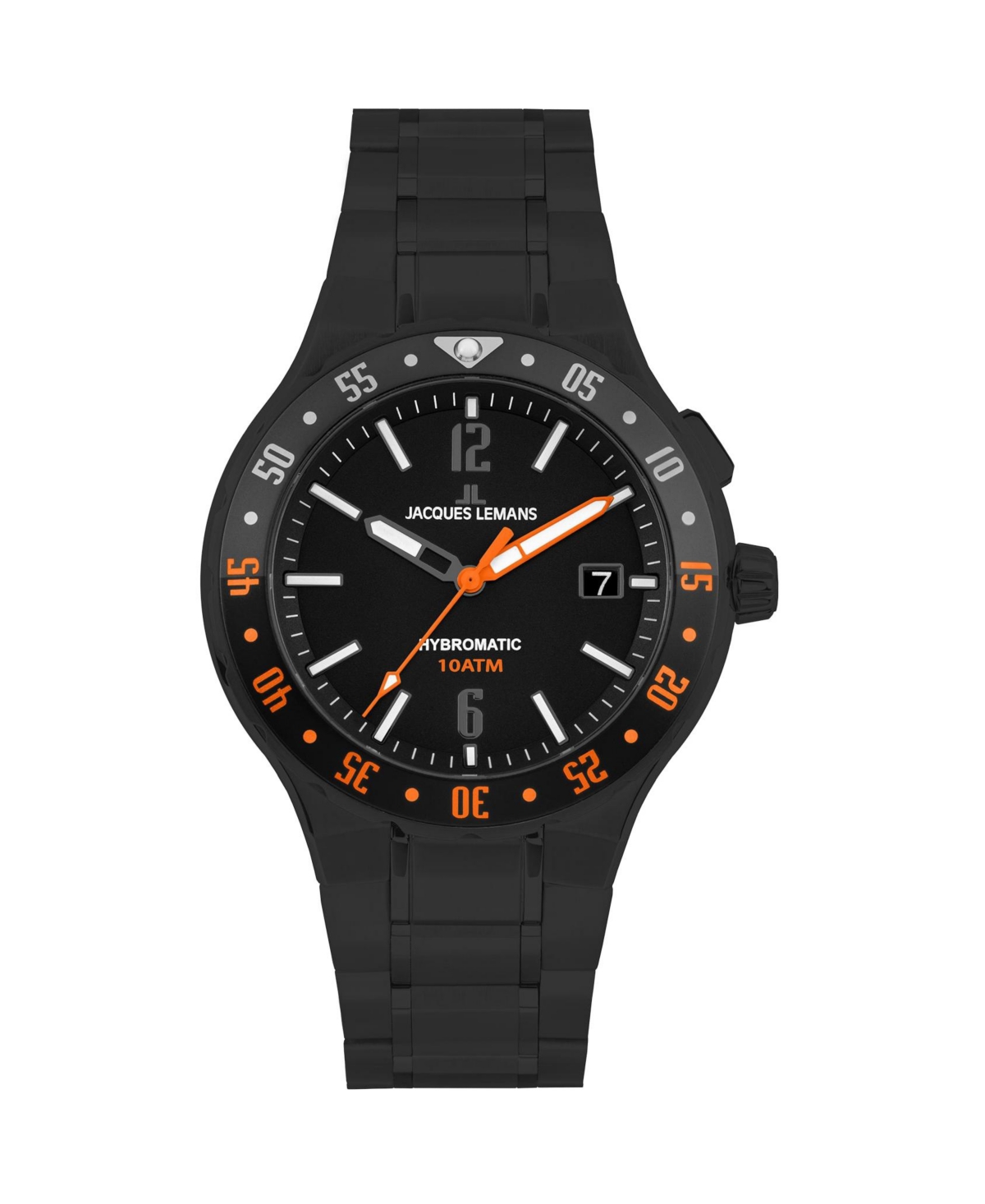 Men's Hybromatic Watch with Solid Stainless Steel Strap, Ip-Black - Sandblast 1-2109 - Black