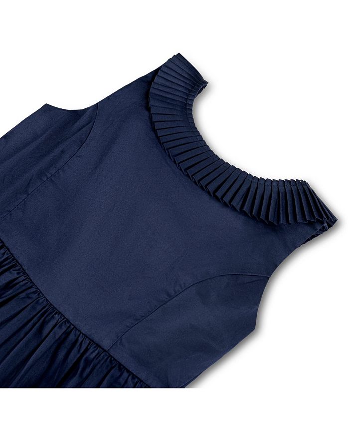 Hope & Henry Baby Girls Sleeveless Pleated Collar Sateen Party Dress