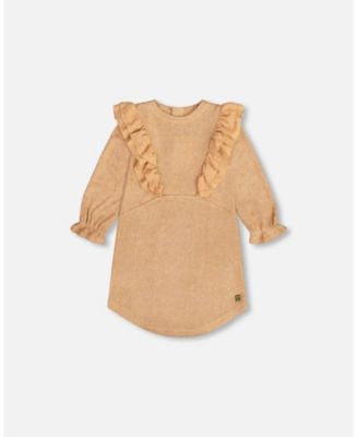 Deux par Deux Toddler Girls Light Velvet Dress With Chiffon Frills  Sparkling Gold - Toddler|Child - Macy's