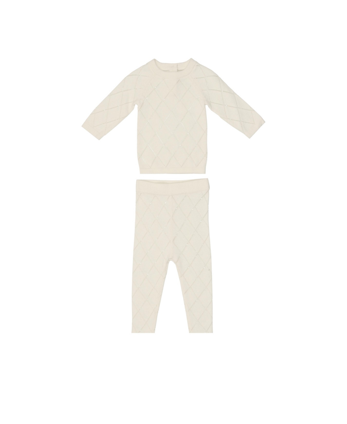 Maniere Maneire Girls' 2-pc. Diamond Pointelle Top & Pant Set - Baby, Little Kid In Ivory