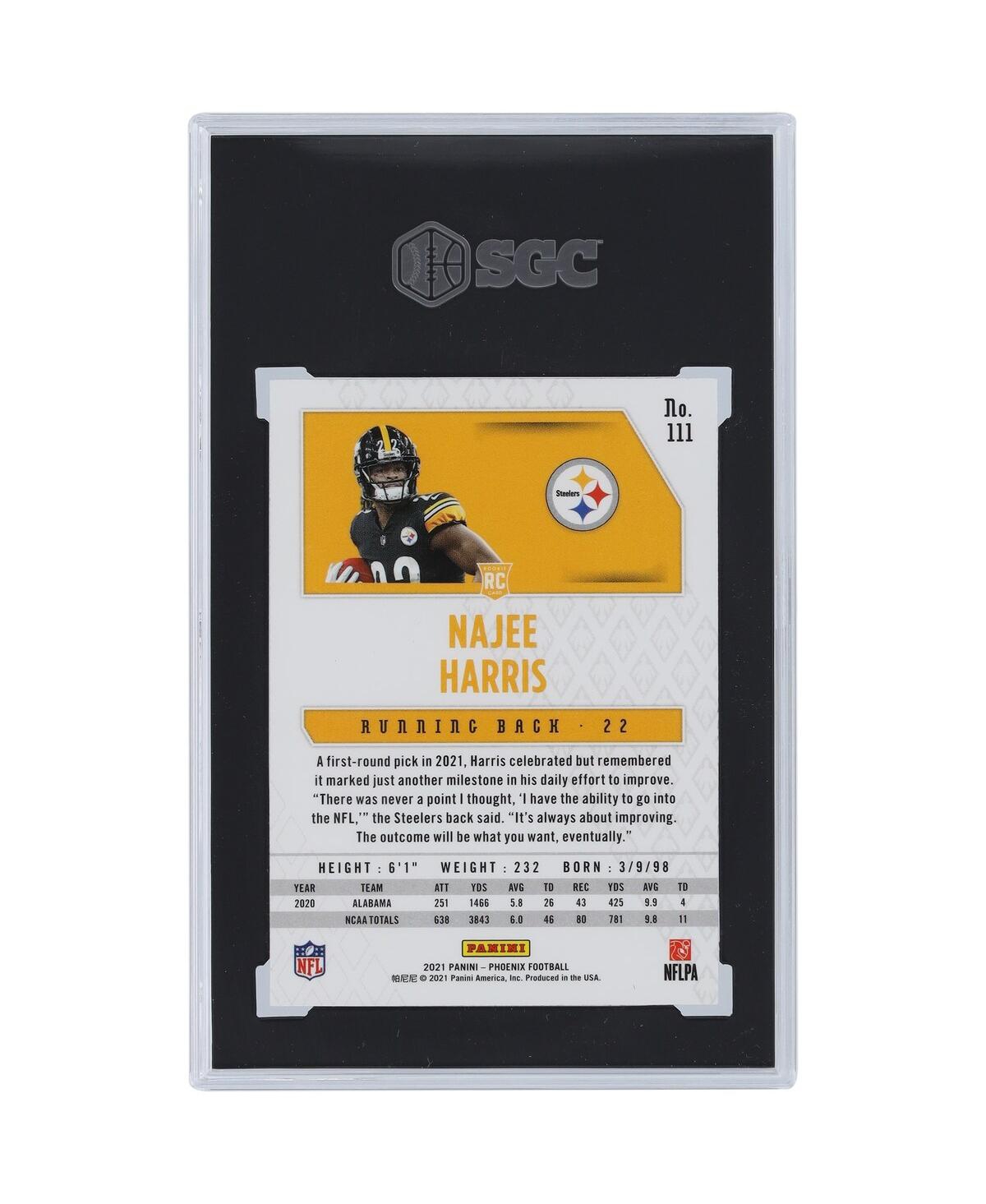 Najee Harris Pittsburgh Steelers 2021 Panini America Phoenix Fire Burst #111 Sgc Authenticated 10 Rookie Card