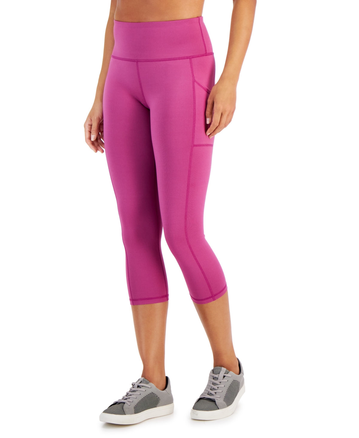 Id Ideology Women's Compression High-rise Side-pocket Cropped Leggings, Created For Macy's In Berry Frost
