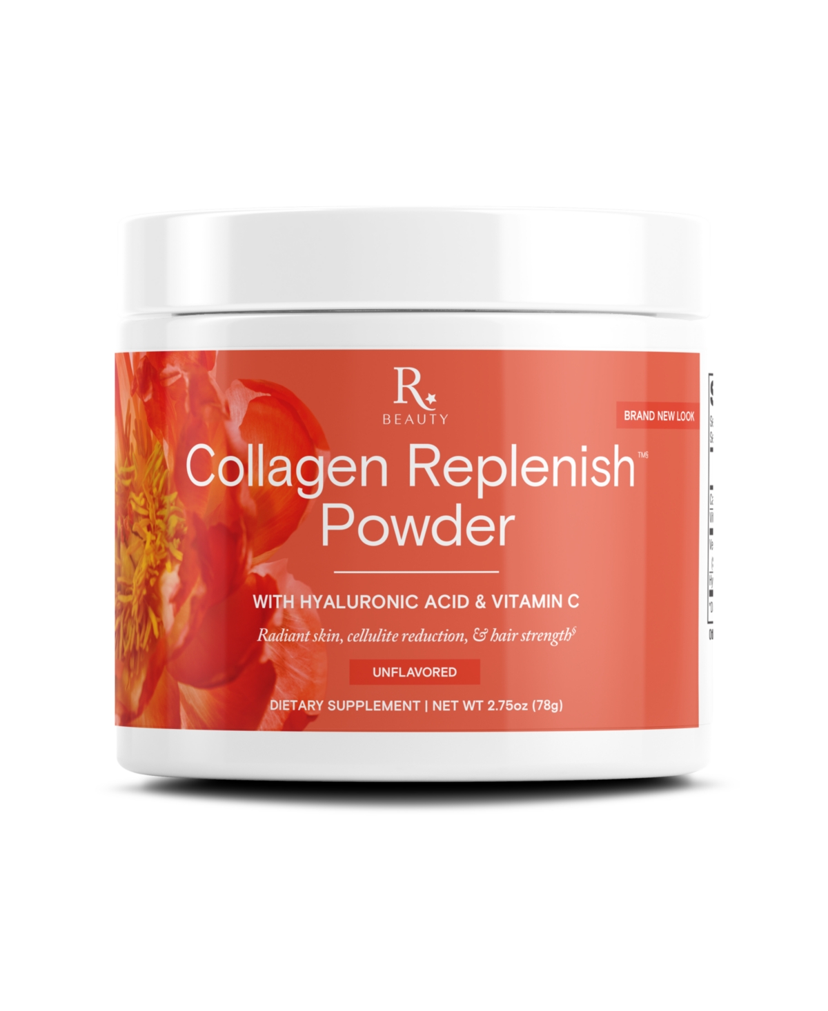 Beauty, Collagen Replenish Powder with Hyaluronic Acid & Vitamin C, for Radiant Skin, Cellulite Reduction & Hair Strength, 2.75 Oz, Unflavo