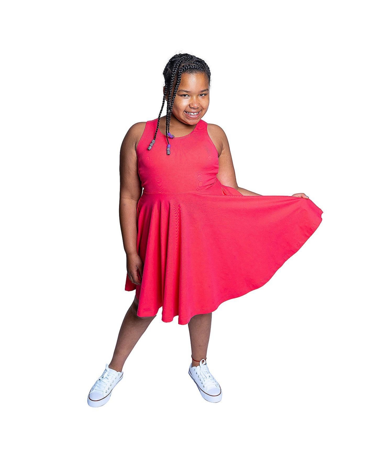 Mightly Girls Fair Trade Organic Cotton Solid Sleeveless Twirl Dress