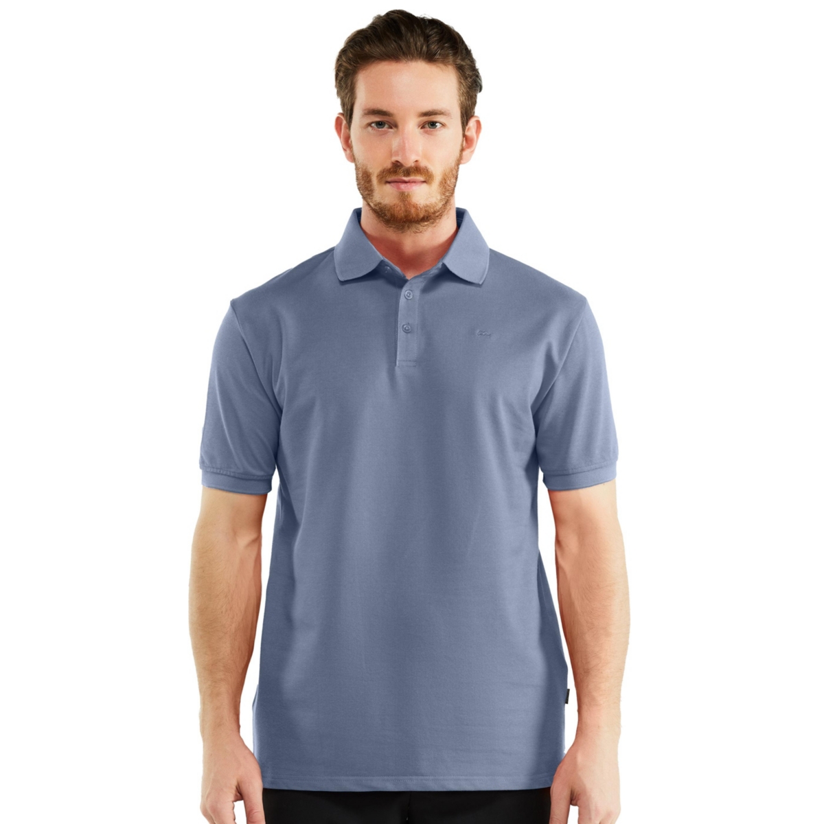 Men's Classic-Fit Cotton-Blend Pique Polo Shirt - Denim blue