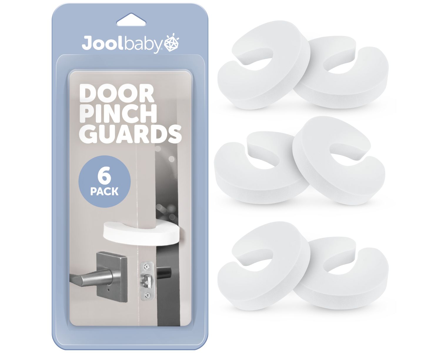 Toddler Jool Door Pinch Guards (6 Pack) – Slam Preventer – Babyproof Doors to Avoid Pinched Fingers & Door Slamming, Keep Pets from Getting Locked In