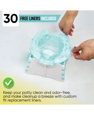 Baby Portable Potty Training Chair with Travel Bag, Foldable, Indoor/Outdoor Use, Camping, Includes 30 Replacement Bags - Unisex