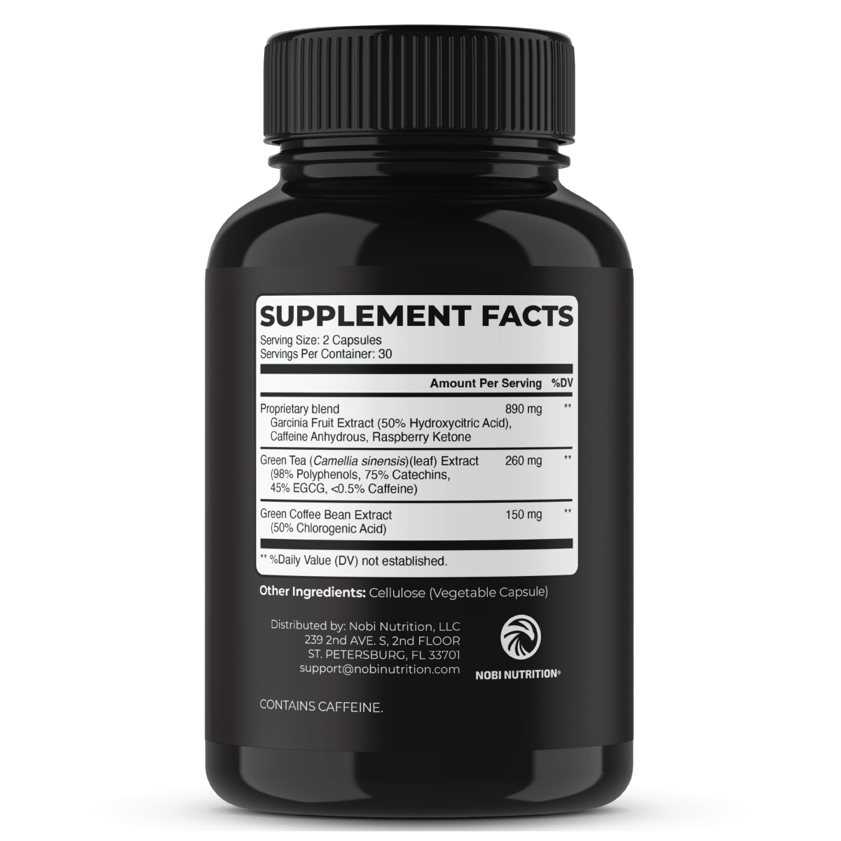 Nobi Nutrition Green Tea Fat Burner, Boost Metabolism for Weight Loss, Appetite Suppressant Pills, Nobi Nutrition, ct