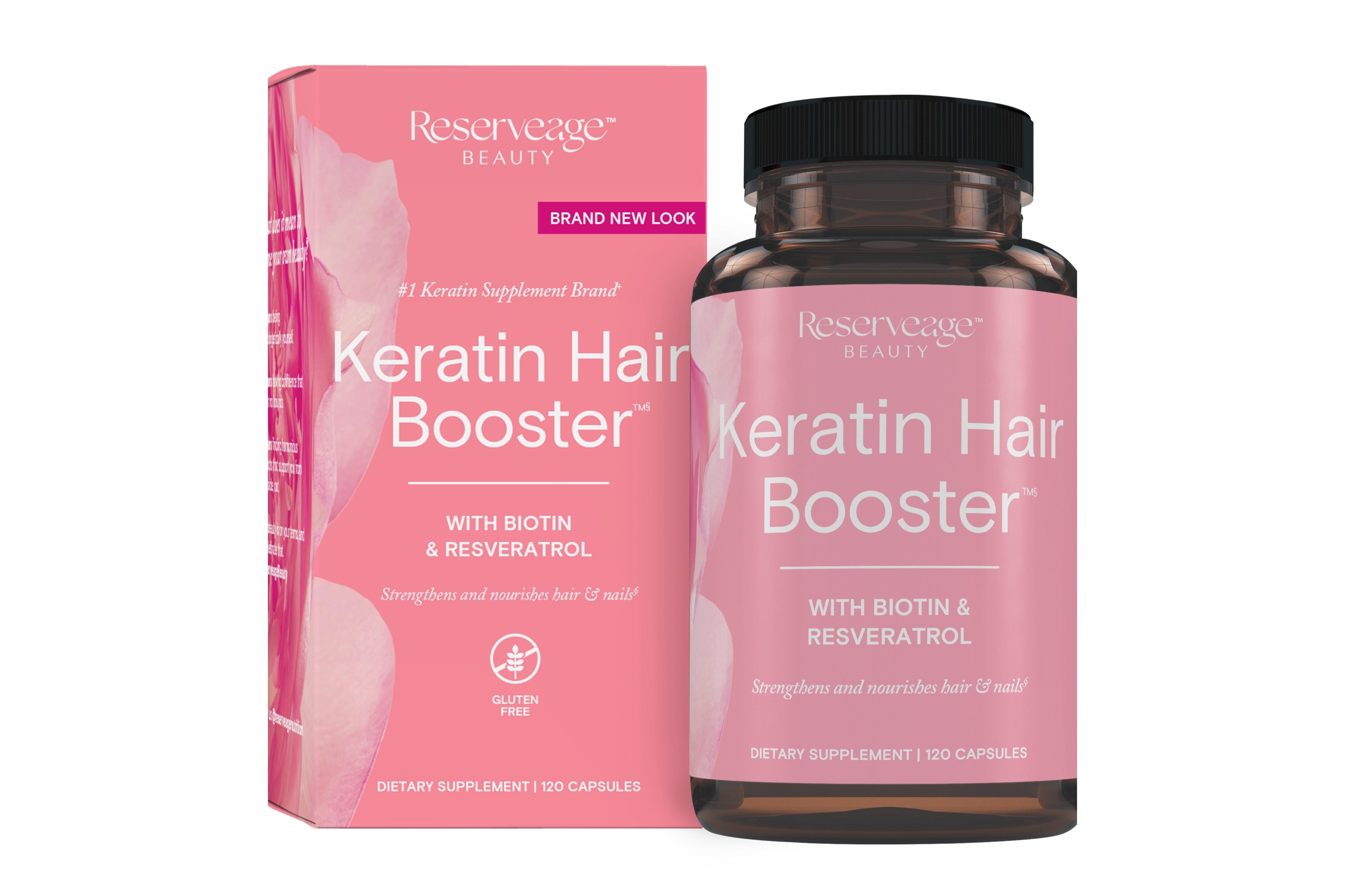 Reserveage Reserveage, Keratin Hair Booster, Hair and Nails Supplement, Supports Healthy Thickness and Shine with Biotin, 120 Capsules (60 Servings)