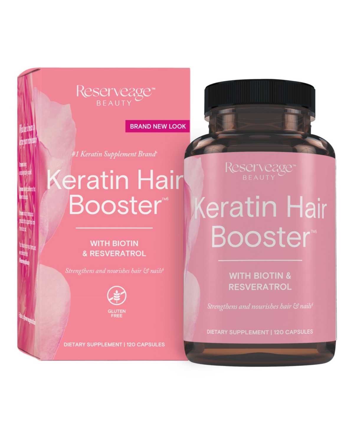 Keratin Hair Booster, Hair and Nails Supplement, Supports Healthy Thickness and Shine with Biotin, 120 Capsules (60 Servings)