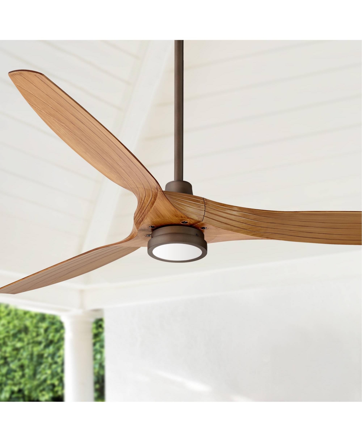 Casa Vieja Aireon Modern Large 3 Blade Indoor Outdoor Ceiling Fan with Led Light Remote Control Rubbed Bronze Walnut Blades Damp Rated for Patio E