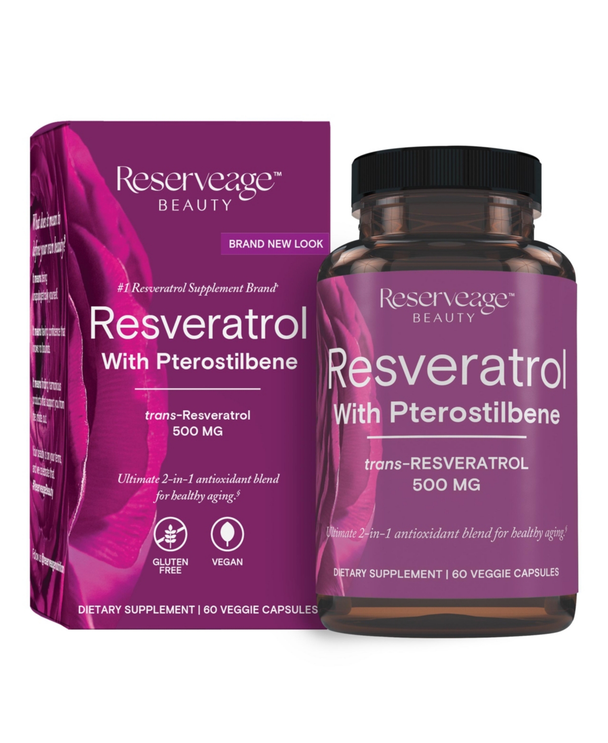 Reserveage, Resveratrol 500 mg with Pterostilbene, Antioxidant Supplement for Cardiovascular and Cellular Health, Supports Healthy Aging, Paleo, Keto,
