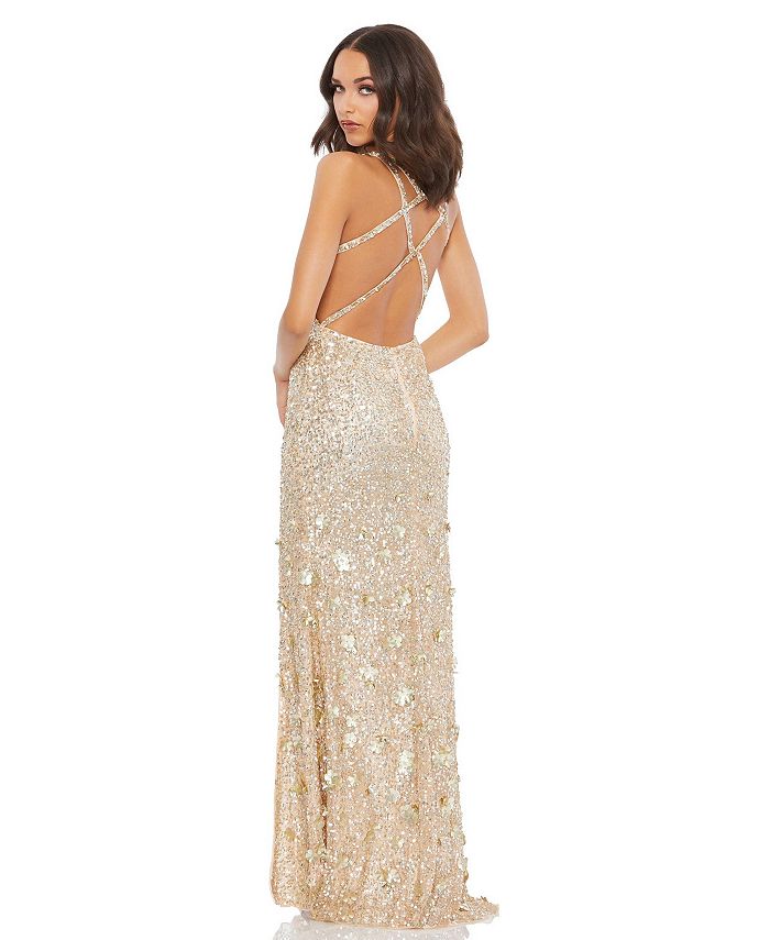 Mac Duggal Women's Sequined Strappy Sleeveless Gown - Macy's
