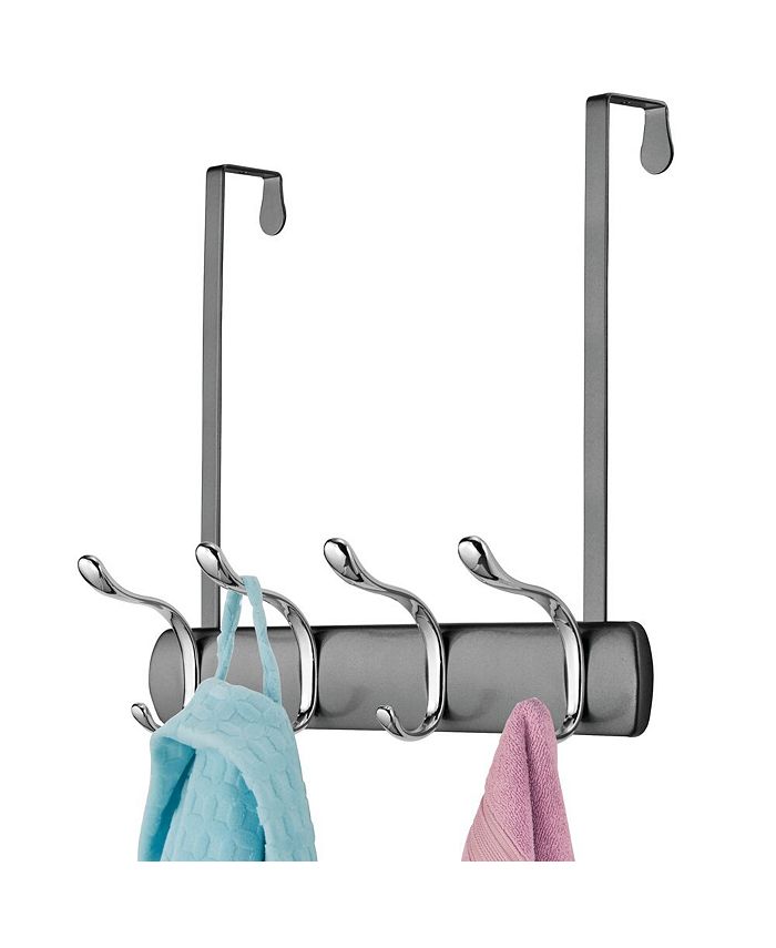 mDesign Steel Over Door Closet Organizer Hanger Rack, 8 Hooks, Dark