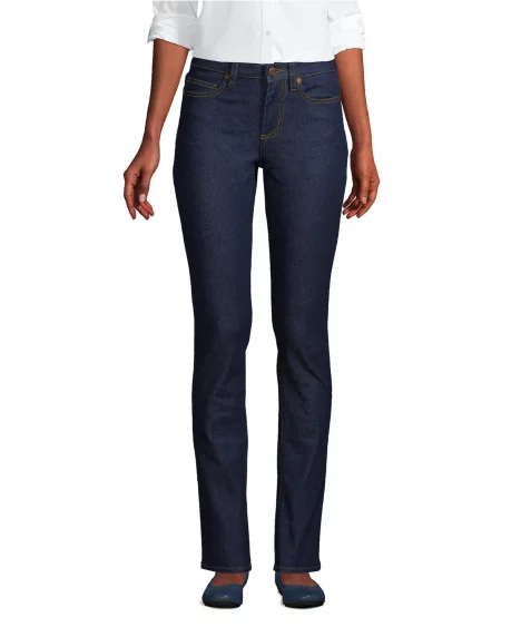 Petite Recover Mid Rise Straight Leg Blue Jeans - River rinse