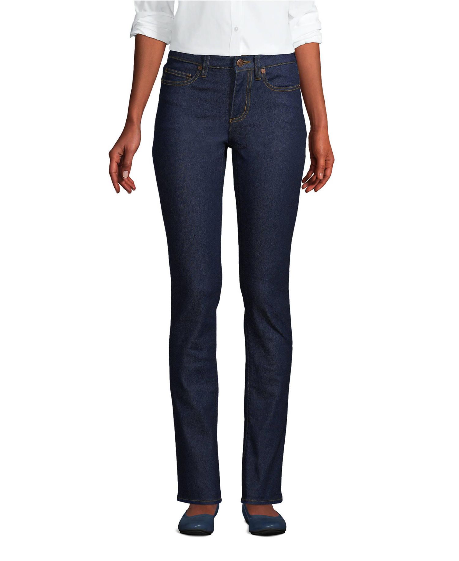 Petite Recover Mid Rise Straight Leg Blue Jeans