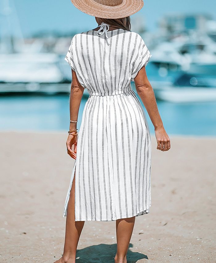 CUPSHE Women's Striped Midi Cover-Up Dress - Macy's