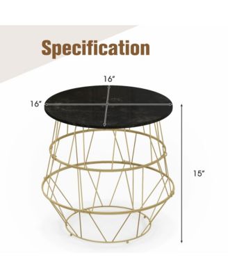 Round Side End Coffee Sofa Table Nightstand with Storage Space Removable Top