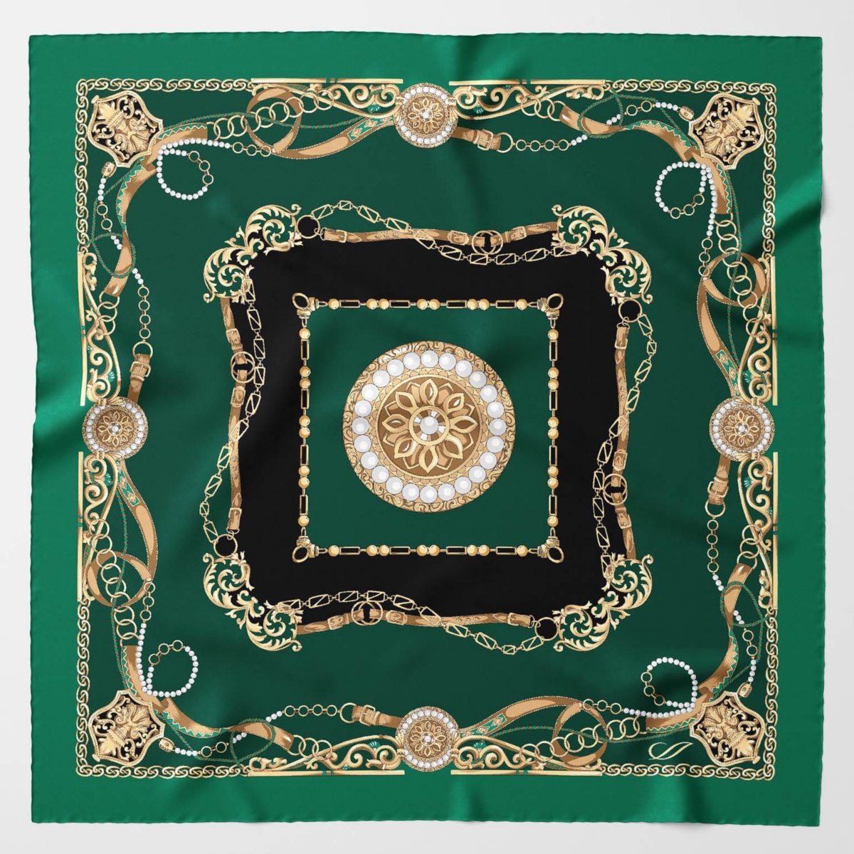 Perla - Silk Neckerchief for Women - Emerald
