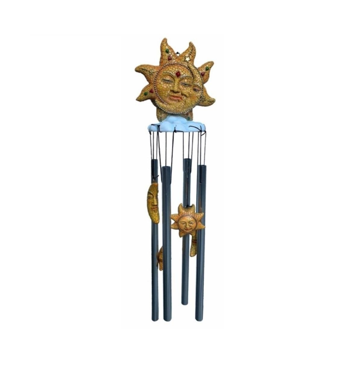 23" Long Celestial Round Top Wind Chime - Silver