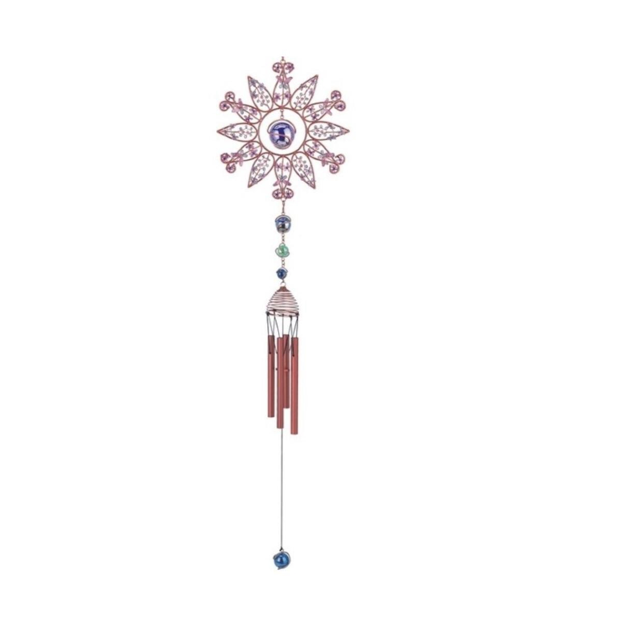 35" Long Sunflower Wind Chime with Copper Gem Home Decor Perfect Gift for House Warming, Holidays and Birthdays - Multi
