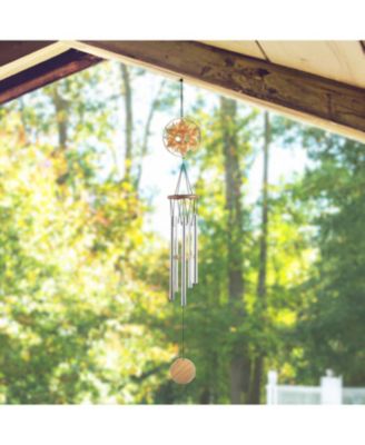 34" Long Wood Silhouette Sun Wind Chime
