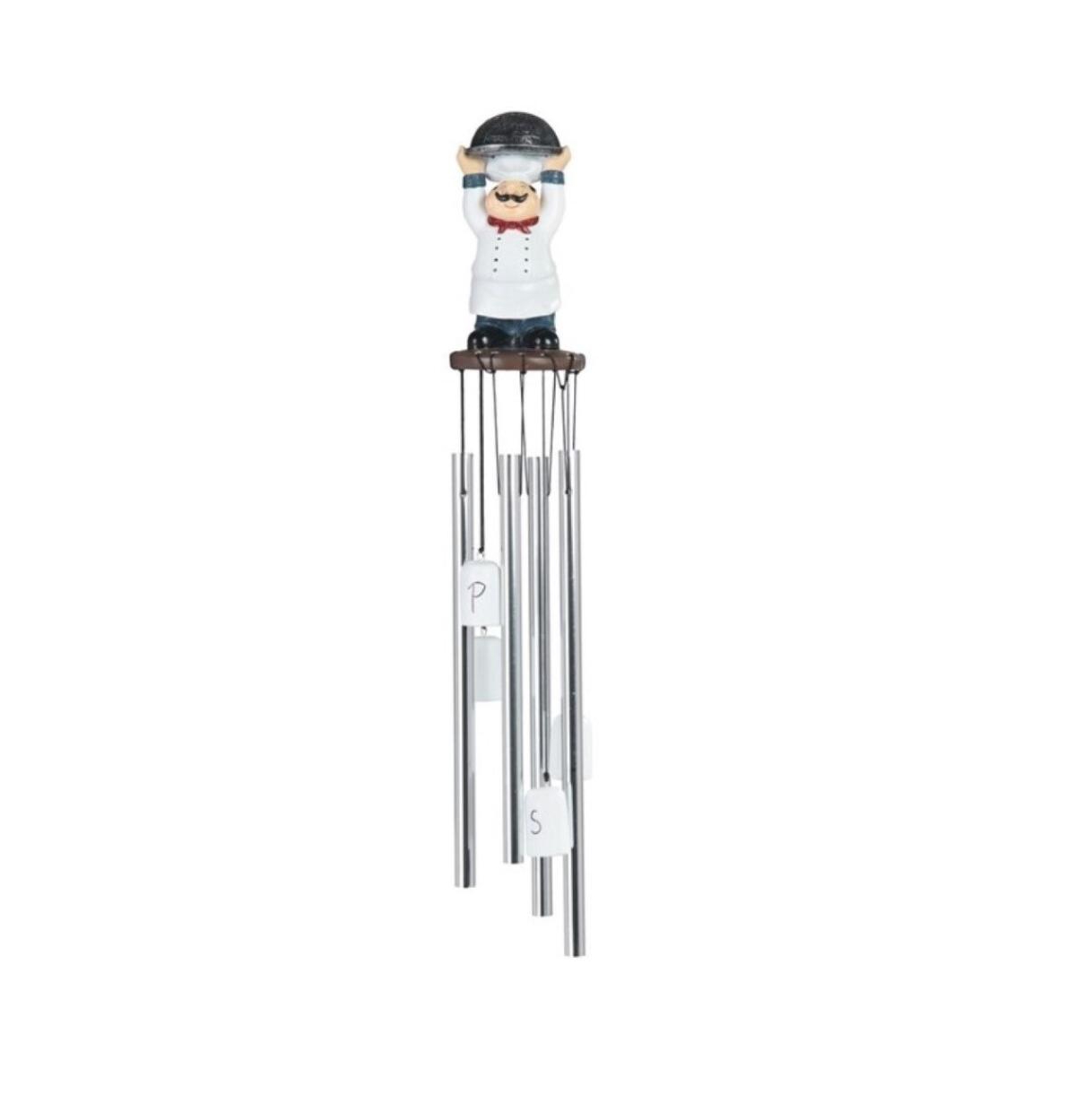 23" Long Chef Round Top Wind Chime - Silver