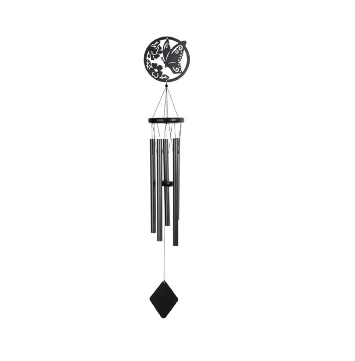 40" Long Metal Black Butterfly Wind Chime - Black