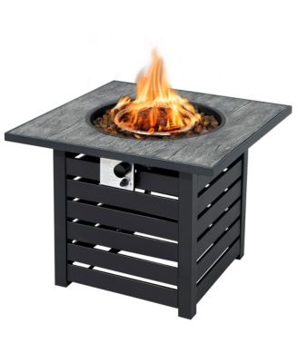 32'' Square Propane Fire Pit Table for Patio w/Lava Rocks Rain Cover 50,000 BTU