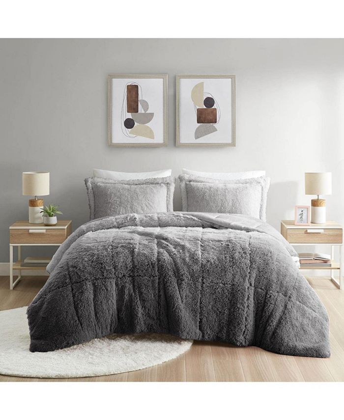 Gracie Mills Polyester Comforter Mini Set, Grey - Cal King - Macy's
