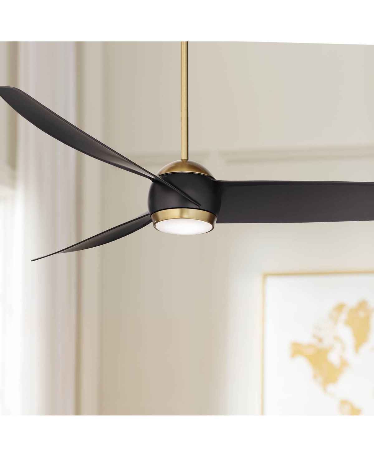 Possini Euro Design Stresa Modern Indoor 3 Blade Ceiling Fan with Dimmable Led Light Remote Control Warm Brass Mattefor Living Room Kitchen