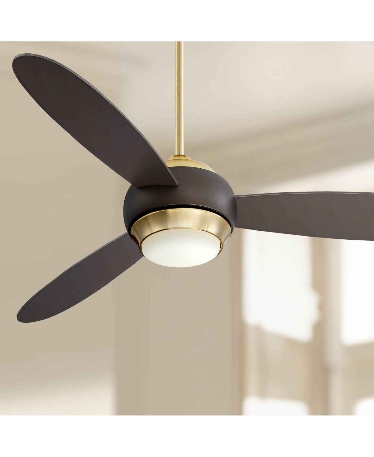 Casa Vieja Lynx Modern 3 Blade Indoor Ceiling Fan with Dimmable Led Light Remote Bronze Soft Brass Frosted Opal Glass for Living Kitchen House Bed