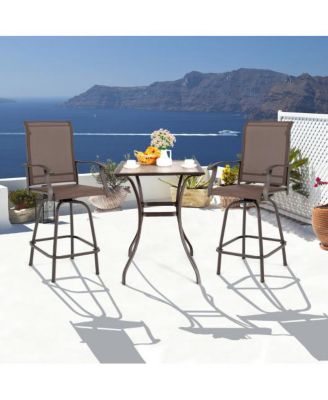 2 Pieces 360 Rotating Bar Stool Set with Armrests for Patio