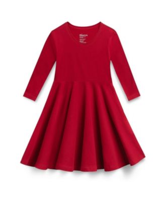Girls Fair Trade Organic Cotton Solid 3/4 Sleeve Twirl Dress