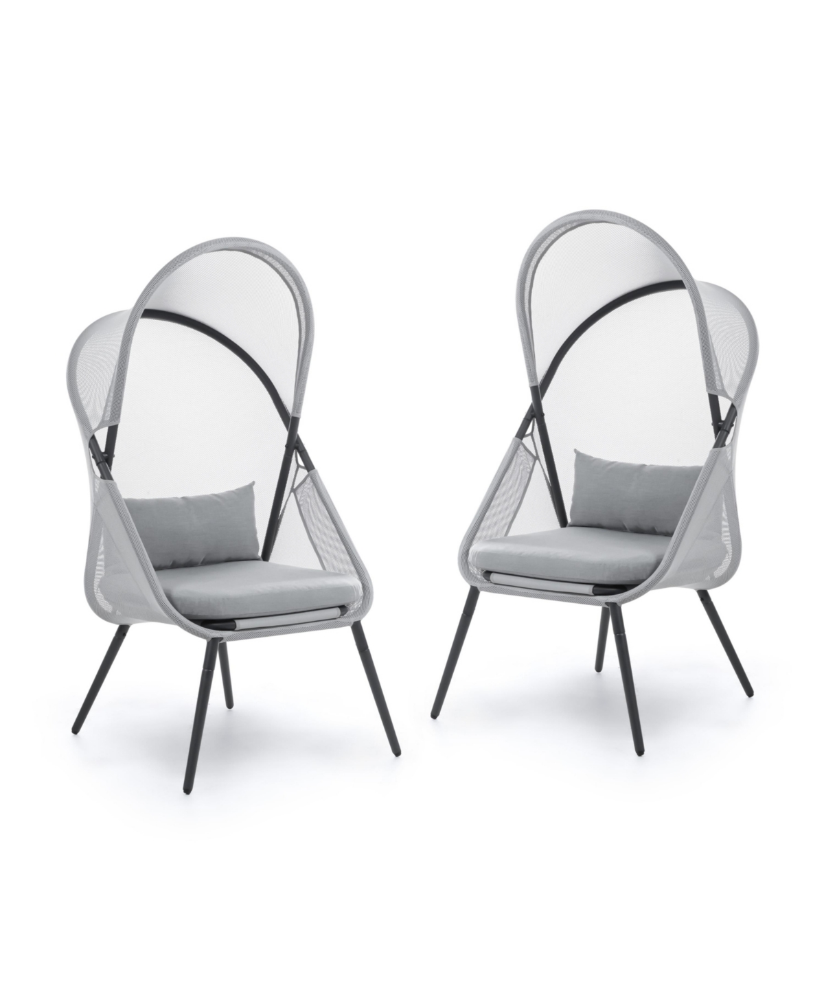 Furniture Of America 2 Piece Foldable Chairs With Mesh Canopy Cushions In Light Gray