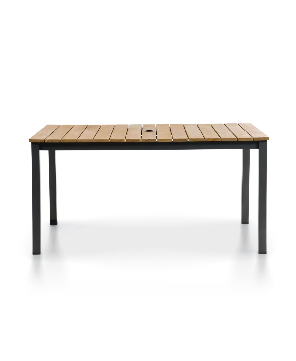 Furniture of America Solid Teak Top Outdoor Dining Table with Umbrella Hole