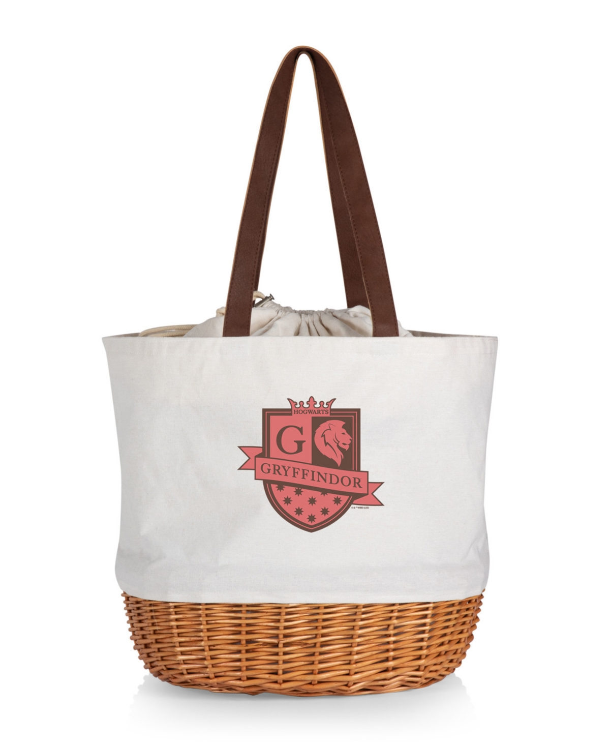 Picnic Time Harry Potter Gryffindor Coronado Canvas And Willow Basket Tote In Beige