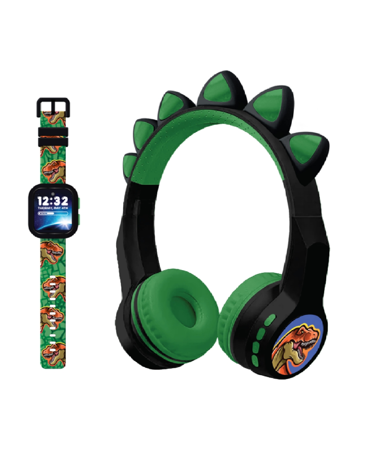 Playzoom Kids' V3 Boys Black And Green Silicone Smartwatch 42mm Gift Set In Black,green