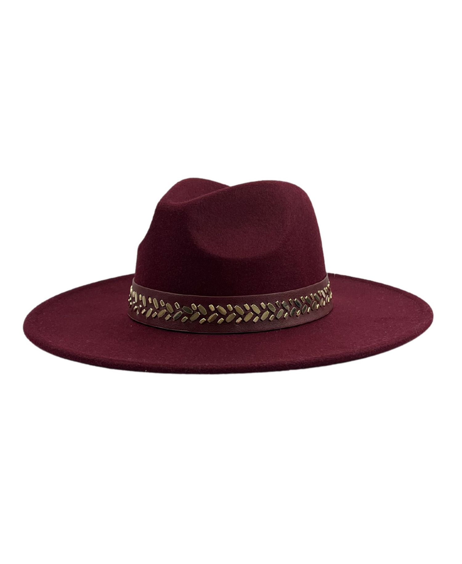 Studded Band Wool Blend Panama Hat